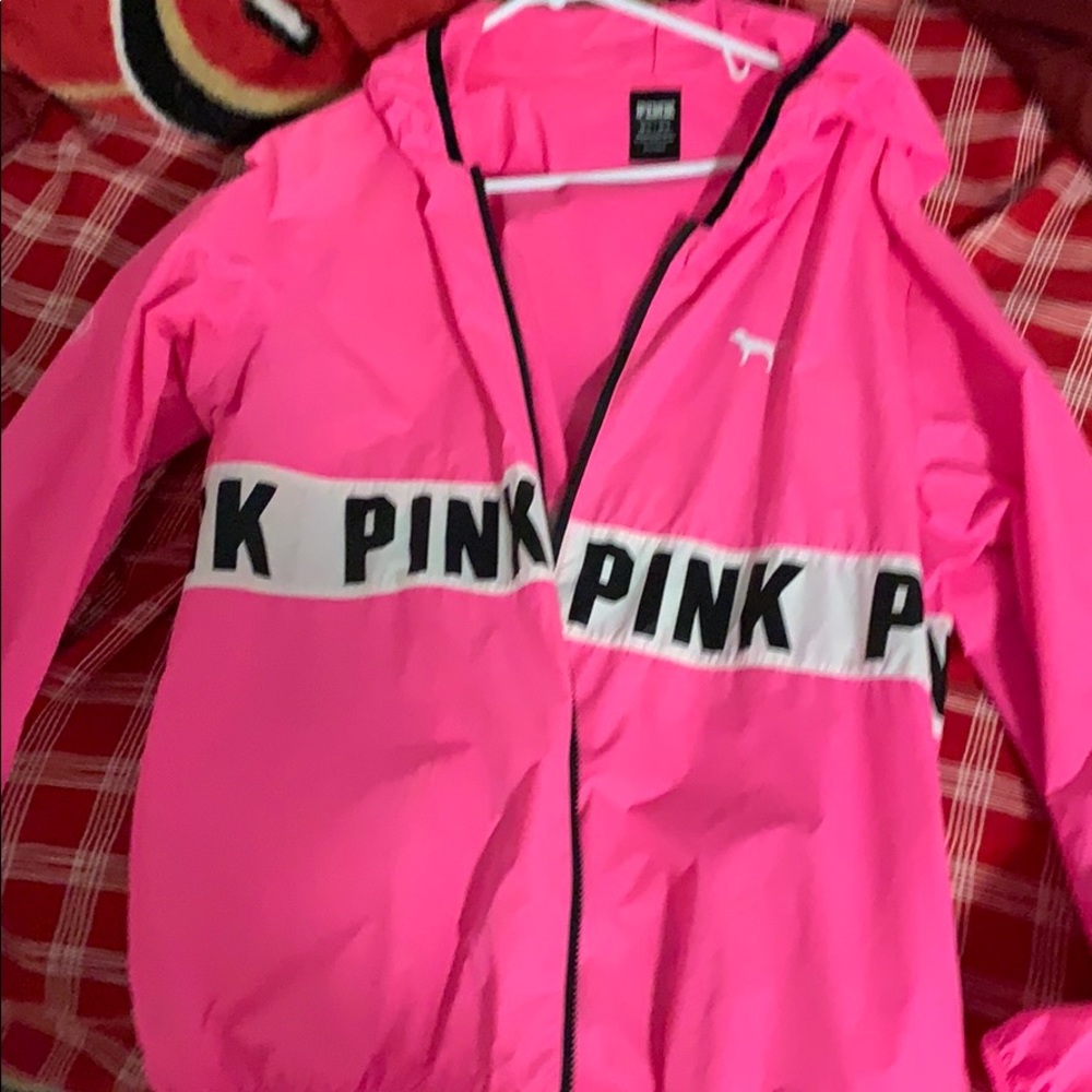 Pink wind breaker zip up